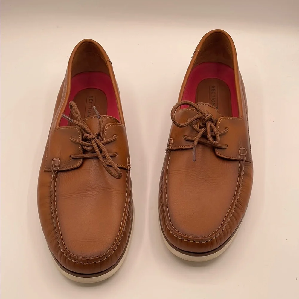 Section X Brown Leather Boat Shoes Classic Moccasin Tie Style Size 13
